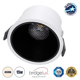GLOBOSTAR® PLUTO-B 60258 Χωνευτό Downlight Σποτ με Honeycomb Anti Glare Reflector LED 15W 1950lm 38° AC 220-240V IP20 Φυσικό Λευκό 4500K - Bridgelux COB Chip & TÜV SÜD Driver - Λευκό & Μαύρο Ματ - Μ10.4 x Π10.4 x Υ6.5cm / Q9.5cm - 5 Χρόνια Εγγύηση