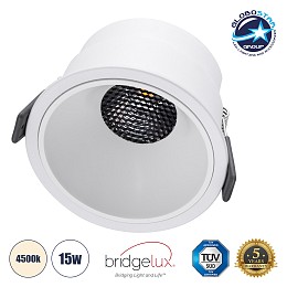 GLOBOSTAR® PLUTO-B 60260 Χωνευτό Downlight Σποτ με Honeycomb Anti Glare Reflector LED 15W 1950lm 38° AC 220-240V IP20 Φυσικό Λευκό 4500K - Bridgelux COB Chip & TÜV SÜD Driver - Λευκό Ματ - Μ10.4 x Π10.4 x Υ6.5cm / Q9.5cm - 5 Χρόνια Εγγύηση