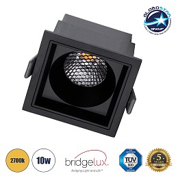 GLOBOSTAR® PLUTO-M 60275 Χωνευτό Downlight Σποτ με Honeycomb Anti Glare Reflector LED 10W 1250lm 38° AC 220-240V IP20 Θερμό Λευκό 2700K - Bridgelux COB Chip & TÜV SÜD Driver - Μαύρο Ματ - Μ8.4 x Π8.4 x Υ5.9cm / Q7.5 x 7.5cm - 5 Χρόνια Εγγύηση