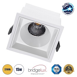 GLOBOSTAR® PLUTO-B 60279 Χωνευτό Downlight Σποτ με Honeycomb Anti Glare Reflector LED 15W 1875lm 38° AC 220-240V IP20 Θερμό Λευκό 2700K - Bridgelux COB Chip & TÜV SÜD Driver - Λευκό Ματ - Μ10.4 x Π10.4 x Υ6.5cm / Q9.5 x 9.5cm - 5 Χρόνια Εγγύηση