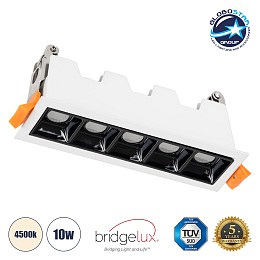 GLOBOSTAR® LUMINAR 60318 Χωνευτό Downlight Σποτ LED 10W 1400lm 36° AC 220-240V IP20 Φυσικό Λευκό 4500K - Osram SMD Chip & TÜV SÜD Driver - Λευκό & Μαύρο Ματ - Μ14.8 x Π4.3 x Υ4.5cm / Q13.5 x 3.5cm - 5 Χρόνια Εγγύηση