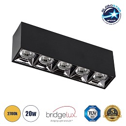 GLOBOSTAR® LUMINAR 60329 Downlight Σποτ LED 20W 2700lm 36° AC 220-240V IP20 Θερμό Λευκό 2700K - Osram SMD Chip & TÜV SÜD Driver - Μαύρο Ματ - Μ19.5 x Π4.2 x Υ6.6cm - 5 Χρόνια Εγγύηση