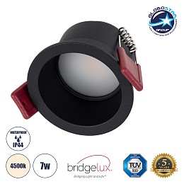 GLOBOSTAR® IP 60342 Χωνευτό Downlight Σποτ Μπάνιου & WC LED 7W 750lm 45° AC 220-240V Αδιάβροχο IP44 Φυσικό Λευκό 4500K - Lumileds SMD Chip & TÜV SÜD Driver - Μαύρο Ματ - Μ6.6 x Π6.6 x Υ5.3cm / Q5.5cm - 5 Χρόνια Εγγύηση