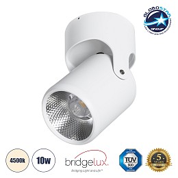 GLOBOSTAR® DETRONIC 60501 Κινούμενο Downlight Σποτ LED 10W 1300lm 24° AC 220-240V IP20 Φυσικό Λευκό 4500K - Bridgelux COB Chip & TÜV SÜD Driver - Λευκό Ματ - Μ9 x Π9 x Υ16cm - 5 Χρόνια Εγγύηση