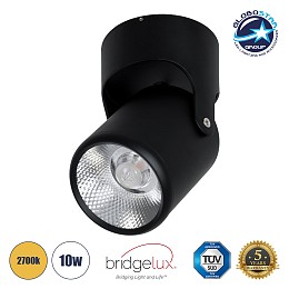 GLOBOSTAR® DETRONIC 60505 Κινούμενο Downlight Σποτ LED 10W 1250lm 24° AC 220-240V IP20 Θερμό Λευκό 2700K - Bridgelux COB Chip & TÜV SÜD Driver - Μαύρο Ματ - Μ9 x Π9 x Υ16cm - 5 Χρόνια Εγγύηση