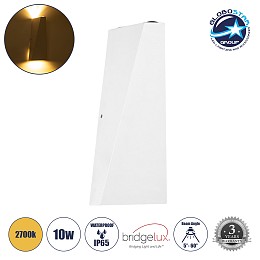 GloboStar® TRIANDE 60551 Φωτιστικό Τοίχου - Απλίκα Αρχιτεκτονικού Φωτισμού Εσωτερικού/Εξωτερικού Χώρου Up & Down LED 10W 1150lm 5° & 60° AC 220-240V Αδιάβροχο IP65 Μ8.5 x Π8.5 x Υ20cm - Θερμό Λευκό 2700K - Λευκό - Bridgelux Chip - 3 Χρόνια Εγγύηση