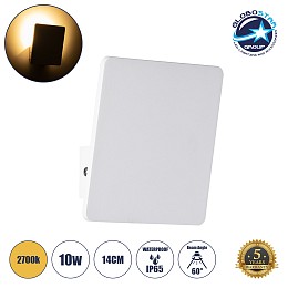GloboStar® CUADRADO 60569 Φωτιστικό Τοίχου - Απλίκα Αρχιτεκτονικού Φωτισμού Εσωτερικού/Εξωτερικού Χώρου Up or Down LED 10W 1000lm 60° AC220-240V Αδιάβροχο IP65 - Σώμα Αλουμινίου & Tempered Glass - Μ14 x Π14 x Υ4.5cm - Θερμό Λευκό 2700K - Λευκό - Bridgelux