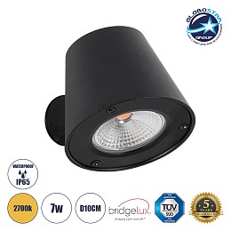 GloboStar® GARDENIA 60799 Φωτιστικό Τοίχου - Απλίκα Αρχιτεκτονικού Φωτισμού Εσωτερικού/Εξωτερικού Χώρου Up or Down LED 7W 700lm 60° AC220-240V Αδιάβροχο IP65 - Σώμα Αλουμινίου & Tempered Glass - Μ9.5 x Π13 x Υ7.7cm - Θερμό Λευκό 2700K - Μαύρο - Bridgelux