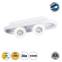 GLOBOSTAR® NESPO 61213 Μοντέρνο Φωτιστικό Οροφής LED 36W 4032lm 360° & 45° AC 220-240V IP20 Ρυθμιζόμενο Λευκό CCT με On/Off 2700K/4500K/6000K - Lumileds SMD Chip - Λευκό Ματ - Μ40 x Π13 x Υ6.5cm - 3 Χρόνια Εγγύηση