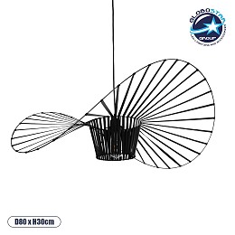 GLOBOSTAR® LUMINOVA 61466 Μοντέρνο Κρεμαστό Φωτιστικό Οροφής με Ντουί 1 x E27 AC 220-240V IP20 - Μαύρο - Μ80 x Π80 x Υ30cm