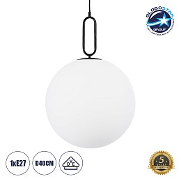 GLOBOSTAR® BELLISSIMO 61491 Μοντέρνο Κρεμαστό Φωτιστικό Οροφής με Ντουί 1 x E27 AC 220-240V IP20 - Λευκό & Μαύρο - Μ40 x Π40 x Υ62cm