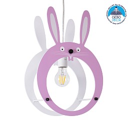 GLOBOSTAR® BUNNY 61577 Παιδικό Κρεμαστό Φωτιστικό Οροφής με Ντουί 1 x E27 AC 220-240V IP20 - Ροζ & Λευκό - Μ27.2 x Π15.5 x Υ40cm