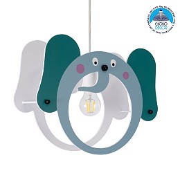 GLOBOSTAR® ELEPHANT 61578 Παιδικό Κρεμαστό Φωτιστικό Οροφής με Ντουί 1 x E27 AC 220-240V IP20 - Πολύχρωμο - Μ37.7 x Π15.5 x Υ31.5cm