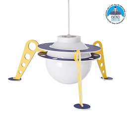 GLOBOSTAR® UFO 61581 Παιδικό Κρεμαστό Φωτιστικό Οροφής με Ντουί 1 x E27 AC 220-240V IP20 - Κίτρινο & Μπλε - Μ58 x Π58 x Υ24cm