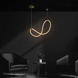 kelvo® GLOW 61667 Μοντέρνο Κρεμαστό Φωτιστικό Οροφής LED 34W 3400lm 360° AC 220-240V IP20 Ρυθμιζόμενο Λευκό CCT με Χειριστήριο από 2700K έως 6000K Dimmable - Lumileds SMD Chip - Χρυσό Πλατίνα & Λευκό Νήμα - Μ120 x Π120 x Υ60cm - 3 Χρόνια Εγγύηση