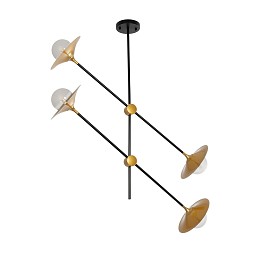 GLOBOSTAR® JOLIET 999-0044 Μοντέρνο Φωτιστικό Οροφής με Ντουί 4 x G9 AC 220-240V IP20 - Μαύρο & Χρυσό - Μ93 x Π20 x Υ106cm