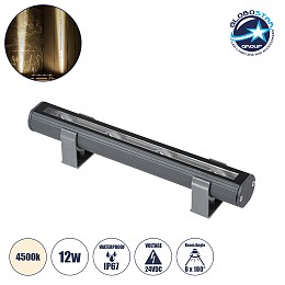 GLOBOSTAR® WINDOW-BARI 90538 Αρχιτεκτονικό Φωτιστικό Ανάδειξης Παραθύρων Window Light LED 12W 1140lm 8x180° DC 24V Αδιάβροχο IP67 Φυσικό Λευκό 4500K Dimmable - Γκρι Ανθρακί - Μ30 x Π4 x Υ3.5cm - 3 Χρόνια Εγγύηση