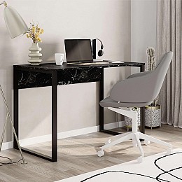 Γραφείο εργασίας Inna Megapap χρώμα μαύρο εφέ μαρμάρου 100x60x75εκ.