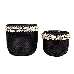 Supergreens Κασπώ Κοχύλια Ρατάν Μαύρο Set/2 18,5x18,5x16,5 εκ.