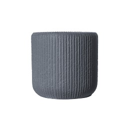 Supergreens Γλάστρα Πήλινη Στρογγυλή "Stripe" Γκρι Σκούρο S 27x27x25 εκ.