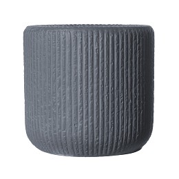 Supergreens Γλάστρα Πήλινη Στρογγυλή "Stripe" Γκρι Σκούρο L 42x42x40 εκ.