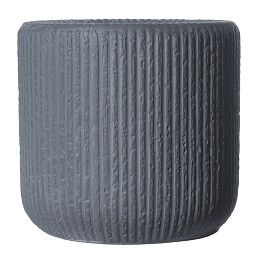 Supergreens Γλάστρα Πήλινη Στρογγυλή "Stripe" Γκρι Σκούρο XL 50x50x47 εκ.