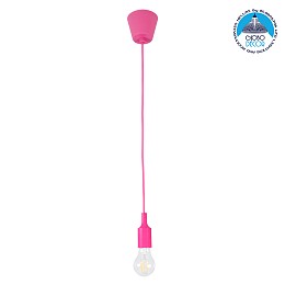 GLOBOSTAR® CABLITO 61552 Μοντέρνο Κρεμαστό Φωτιστικό Οροφής με Ντουί 1 x E27 AC 220-240V IP20 - Ροζ - Μ4 x Π4 x Υ110cm