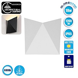 GloboStar® 96503 LED Φωτιστικό Τοίχου Απλίκα STEALTH Αρχιτεκτονικού Φωτισμού Λευκό Αδιάβροχο IP65 10 Watt CREE 1200lm 60° 230V Ψυχρό Λευκό Μ17 x Π7.5 x Υ17cm