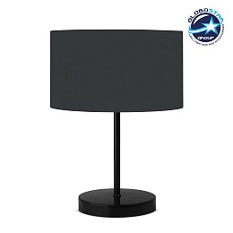 GloboStar® LARA 204-0076 Μοντέρνο Eπιτραπέζιο Φωτιστικό Πορτατίφ Μονόφωτο 1 x E27 IP20 Μαύρο Μέταλλο με Μαύρο Ύφασμα - Μ24 x Π24 x Υ35cm