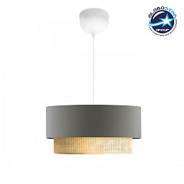 GLOBOSTAR® BIGGIE 204-0095 Μοντέρνο Κρεμαστό Φωτιστικό Οροφής με Ντουί 1 x E27 AC 220-240V IP20 - Γκρι & Μπεζ - Μ30 x Π30 x Υ16cm