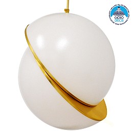 GLOBOSTAR® HUDSON 01555 Μοντέρνο Κρεμαστό Φωτιστικό Οροφής με Ντουί 1 x E27 AC 220-240V IP20 - Λευκό & Χρυσό - Μ30 x Π30 x Υ34cm