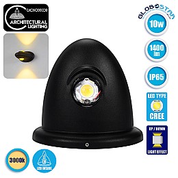 GloboStar® THIRD 93068 LED Φωτιστικό Τοίχου Αρχιτεκτονικού Φωτισμού Up Down Μαύρο Αδιάβροχο IP65 10 Watt 30° 1400lm 230V CREE Θερμό Λευκό Μ15.1 x Π9.3 x Υ14.5cm