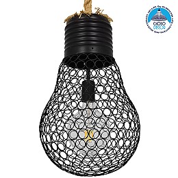 GLOBOSTAR® URBAN 01522 Vintage Κρεμαστό Φωτιστικό Οροφής με Ντουί 1 x E27 AC 220-240V IP20 - Μαύρο & Μπεζ - Μ28 x Π28 x Υ40cm