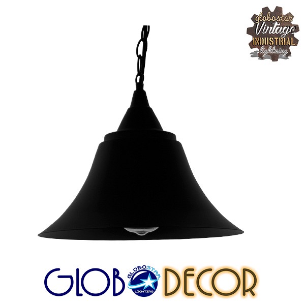 GLOBOSTAR® CLOCHER 01041 Vintage Κρεμαστό Φωτιστικό Οροφής με Ντουί 1 x E27 AC 220-240V IP20 - Μαύρο - Μ29 x Π29 x Υ34cm