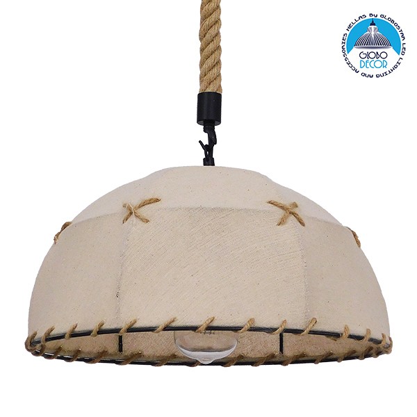 GLOBOSTAR® ANTOINETTE 01028 Vintage Κρεμαστό Φωτιστικό Οροφής με Ντουί 1 x E27 AC 220-240V IP20 - Μπεζ - Μ35 x Π35 x Υ20cm
