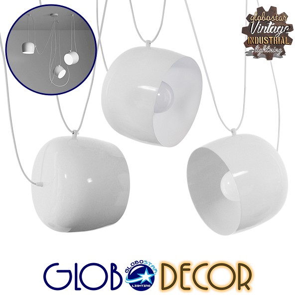 GLOBOSTAR® JASPER 01376 Μοντέρνό Κρεμαστό Φωτιστικό Οροφής με Ντουί 3 x E27 AC 220-240V IP20 - Λευκό - Μ75 x Π75 x Υ22cm - Σετ 3 Τεμαχίων