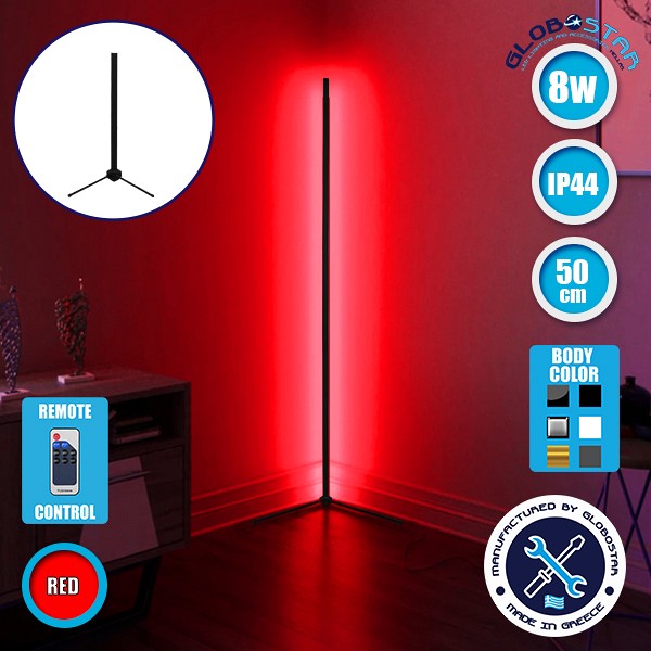 Μοντέρνο Minimal Επιτραπέζιο Μαύρο Φωτιστικό 50cm LED 8 Watt με Ασύρματο Χειριστήριο RF & Dimmer Κόκκινο GloboStar ALIEN Design GLOBO-50-4