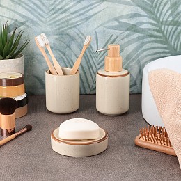Σετ 3 τεμάχια αξεσουάρ μπάνιου stoneware 6087-6088-6089 Eurocasa