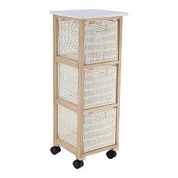 Έπιπλο mdf με 3 συρτάρια και ρόδες 27χ29χ77 cm Eurocasa