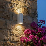 kelvo® MURANO KLV-101-0017 Φωτιστικό Τοίχου / Απλίκα για 2 Λάμπες MR16 με Ντουί GU10 AC 220-240V Αδιάβροχο IP65 - Λευκό Ματ - Μ8 x Π8 x Υ15cm