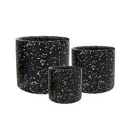 Supergreens Γλάστρα Πήλινη Κύλινδρος "Celestia" Μαύρο Terrazzo S 26x26x25 εκ.