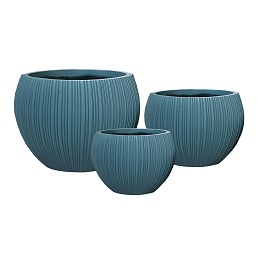 Supergreens Γλάστρα Πήλινη Στρογγυλή "Antica" Μπλε-Πράσινο με Ρίγες L 48x48x37.5εκ.