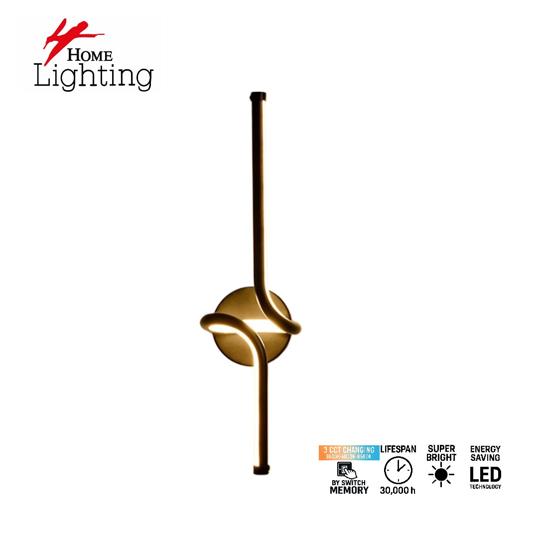 SE LED 60 SERPENTINA  WALL LAMP  3CCT WITH MEMORY  BLACK  2 YEARS WARRANTY