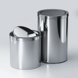 DW 124 Paper bin with revolving cover stainless steel polished