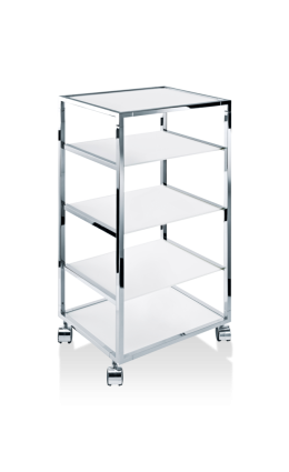 RW 2 Glass trolley - chrome / opal glass white shiny