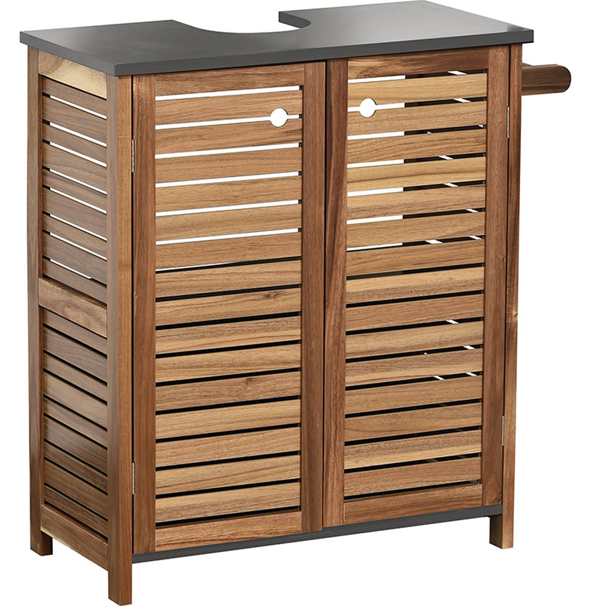 Έπιπλο Μπάνιου με 2 Ντουλάπια, 1 Ράφι στο εσωτερικό και 1 Κρεμάστρα για Πετσέτα στο πλάι Eurocasa