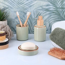 Σετ 3 τεμάχια αξεσουάρ μπάνιου stoneware 6090-6091-6092 Eurocasa