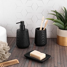 Σετ 3 τεμάχια αξεσουάρ μπάνιου ξύλο φυσικό Eurocasa