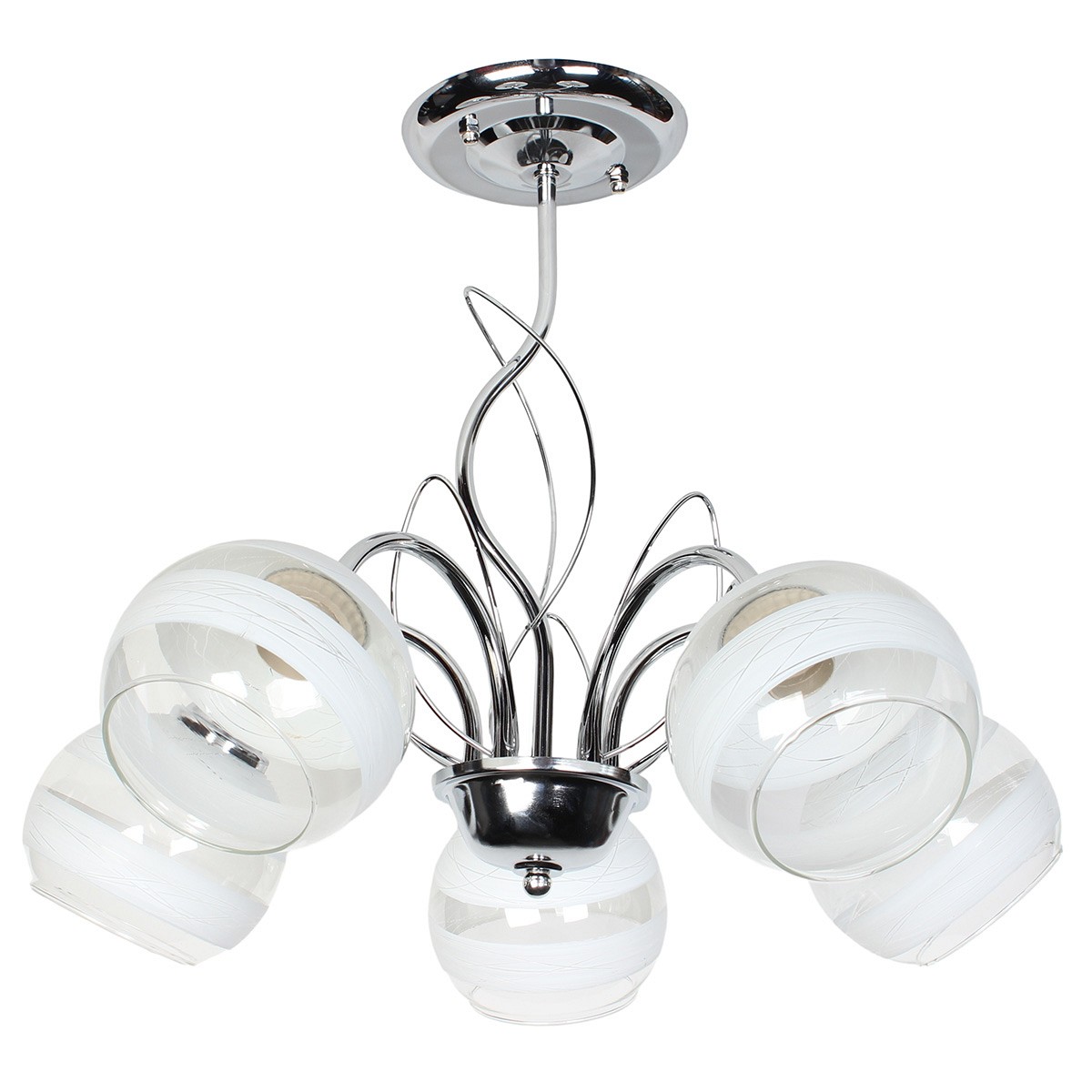 Φωτιστικό οροφής 5 Χ Ε27 Φ52Χ43 εκ. χρώμιο με γυαλιά - GLOBOBOX 9381B/5 CR