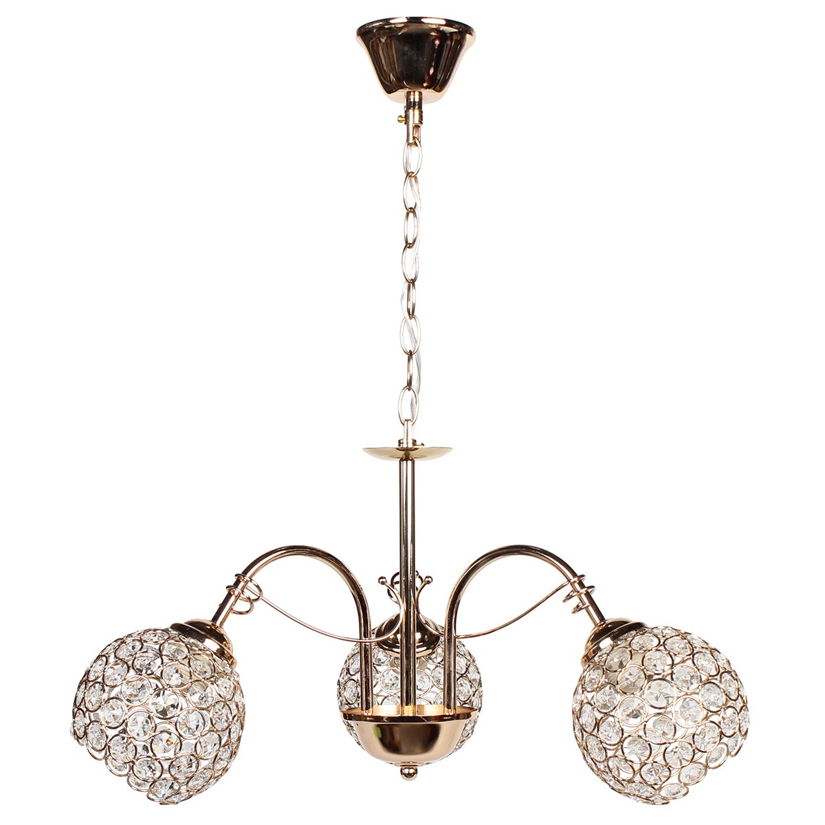 Φωτιστικό κρεμαστό 3 Χ Ε27 Φ54Χ26 εκ. χρυσό με κρύσταλλα - GLOBOBOX 9382A/3 FGD